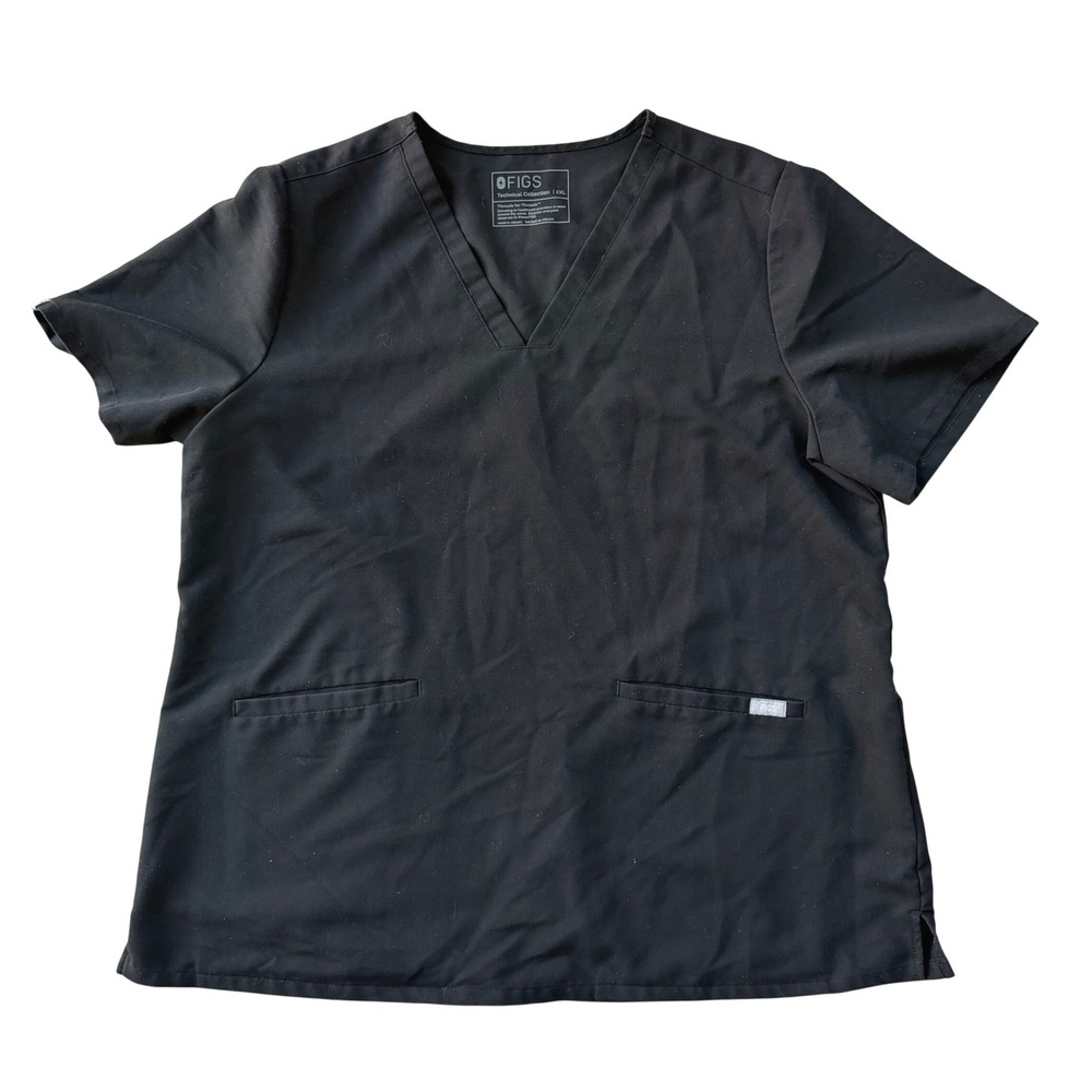 FIGS Casma Black V-Neck Scrub Top FW1100 Technical Collection Size XXL - Picture 1 of 7